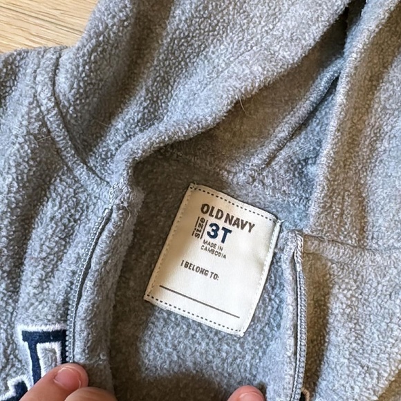 OLD NAVY LOGO BRANDED GREY FLEECE HOODIE ZIP UP TODDLER KID SIZE 3T - Picture 2 of 3